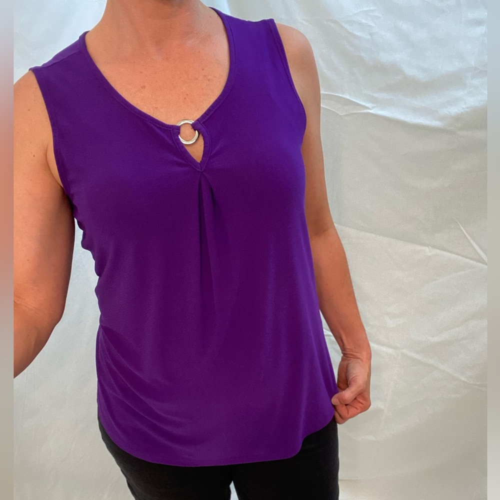 Diana Belle, Purple Sleeveless Blouse, Medium